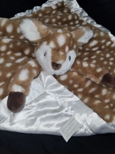 Bearington Deer Fawn Brown Lovey Security Blanket Plush Satin Trim