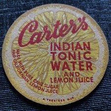 Carters Tonic Water Beer Mat.  Makers Of Quosh Soft  Drinks. 