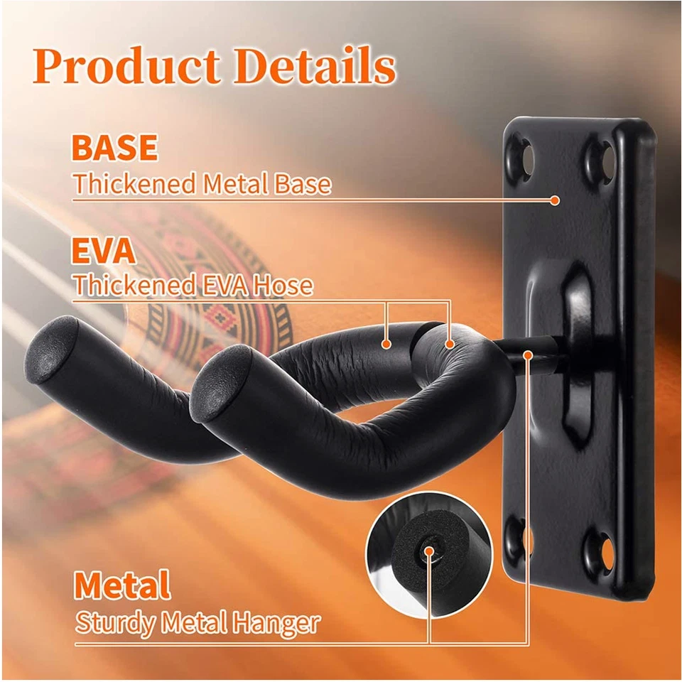 2 piezas perchas de guitarra estante ajustable exhibición de instrumentos soporte de montaje en pared gancho EE. UU. Foto 2 de 4