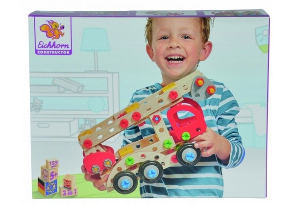 Thumbnail - Constructor Feuerwehrauto Von Heros - Eichhorn Holzbaukasten Neu