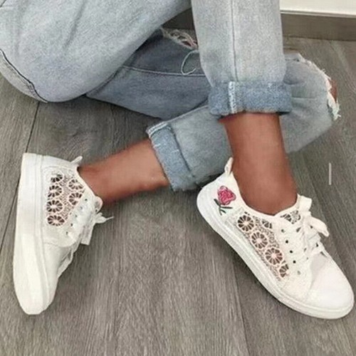 Womans Ladies Trainers Canvas Sneakers Pumps Plimsolls Summer Lace Up Size UK2-8 - Picture 13 of 14