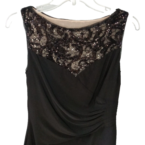 Ralph Lauren Etuikleid Damen Größe 4 Schwarz Pailletten Drapiert Abend Formell Party - Bild 2 von 17