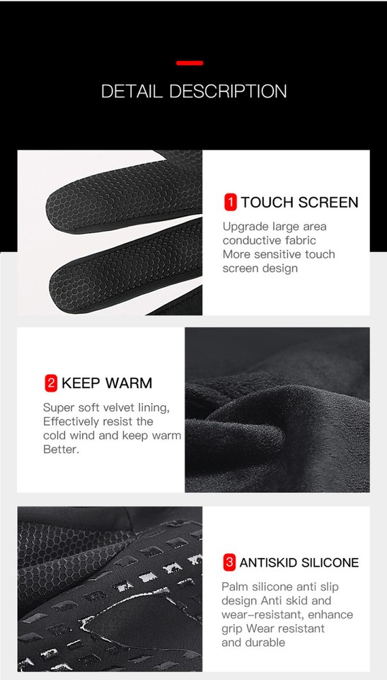 Mens Winter Gloves Thermal Warm Waterproof Ski Snowboarding Driving