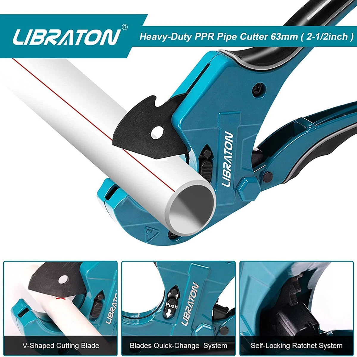 LIBRATON Libraton PVC Pipe Cutter 2-1/2, Large PVC Cutter, Improved Blade  for Heavy-duty, Plastic Pipe Cutter for Cutting PVC Pipe