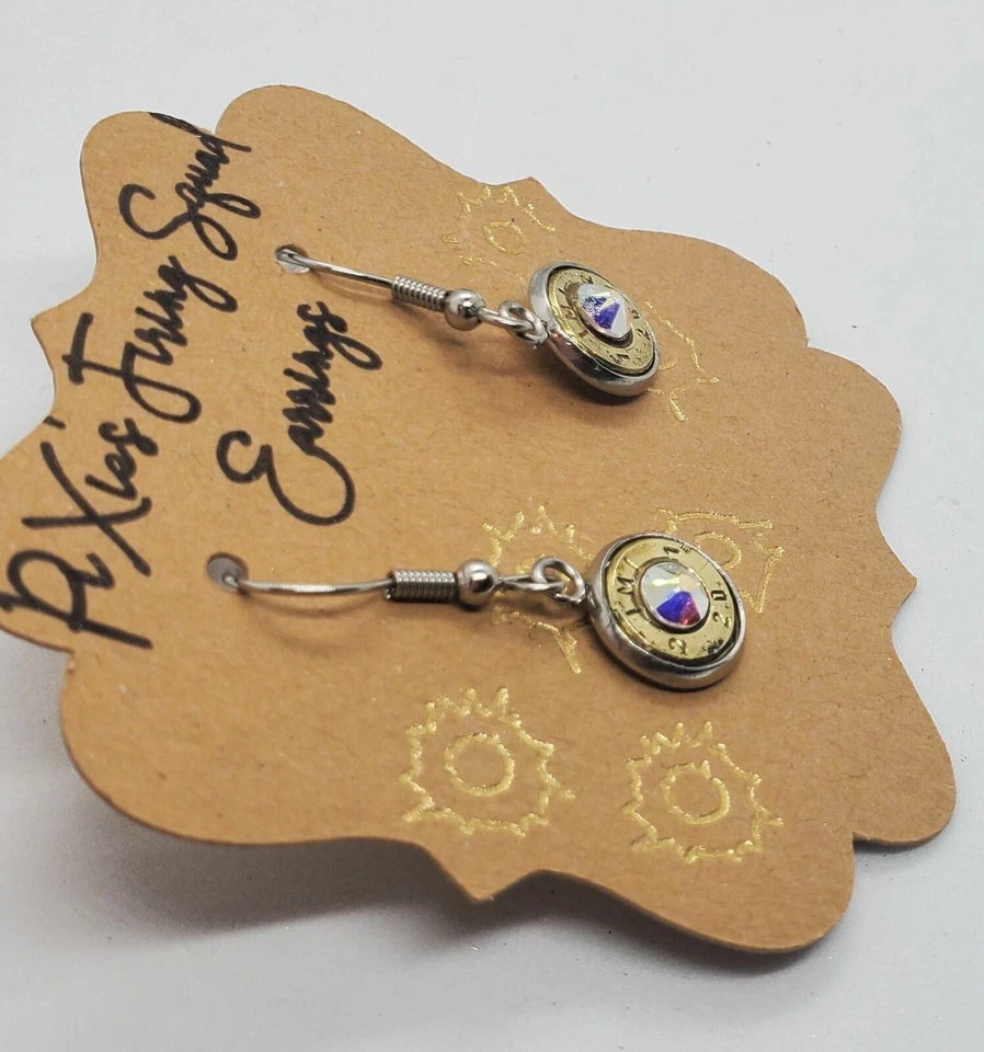 Pendientes colgantes carcasa bala real Foto 3 de 4