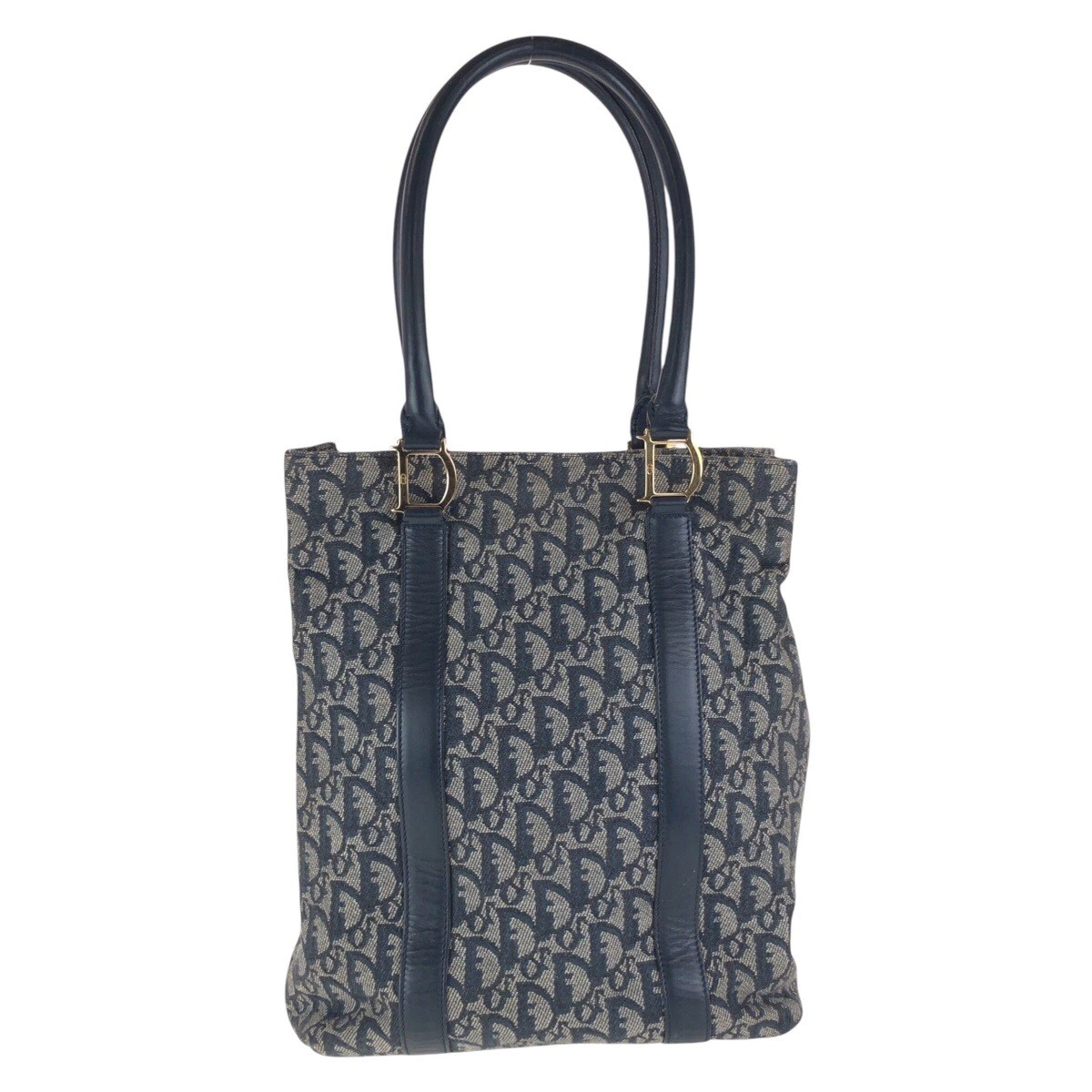 Sac fourre tout Dior trotteur bandoulière marine or quincaillerie toile/cuir