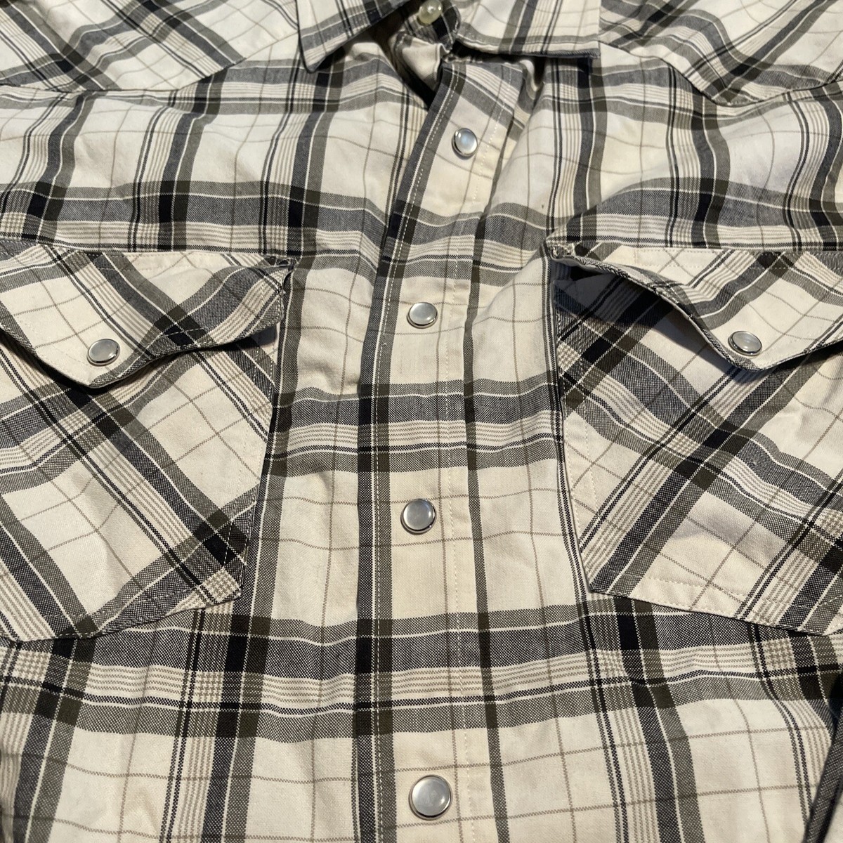 トップス 90s BIG MAC vintage cotton flannel shirt Vintage Big Mac Flannel Shirt Mens Large Beige Pearl-Snap JC
