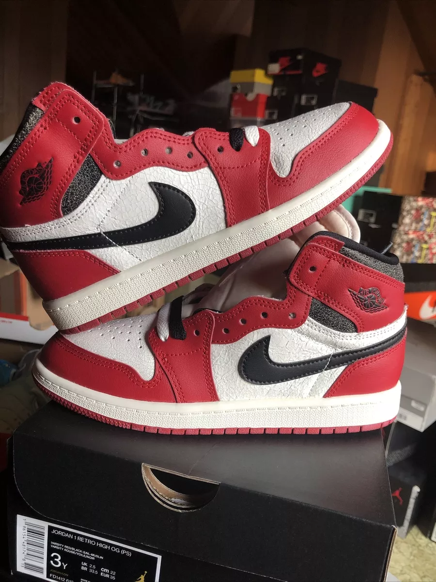Air Jordan 1 High OG Chicago Lost And Found PRESCHOOL SIZE 3Y FD1412 612