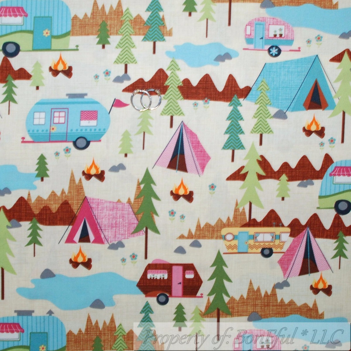 BonEful Fabric FQ Cotton Quilt Pink Purple Girl Ice Cream