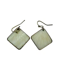 Vintage Sea Shell Square Shaped Gold Toned Drop Earrings