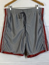 Vintage Billabong Swim Trunks Size Large Silver And Red Lined Pockets String Tie
