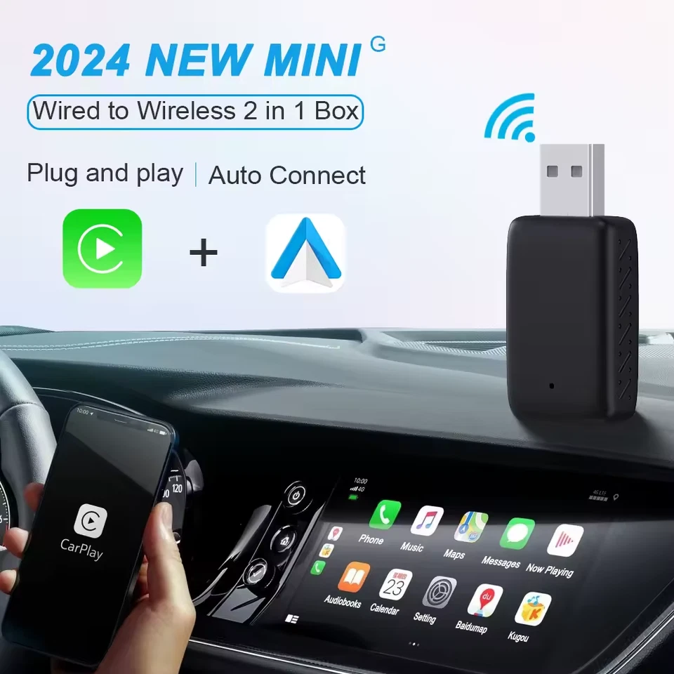 ADATTATORE WIRELESS USB APPLE CAR PLAY ANDROID AUTO UNIVERSALE ITALIA - Immagine 3 di 4