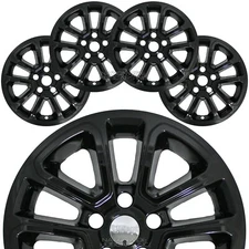 fits Jeep Grand Cherokee 2014-16 21-22 Black 18" Wheel Skins Hub Caps Rim Covers