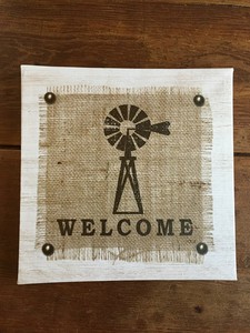 Rustic Chic Farmhouse Shiplap Sign Canvas Welcome Windmill Burlap Wall Art Ebay