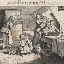 Ludwig Richter after family picture house music for the house winter wood engraving 19th Century