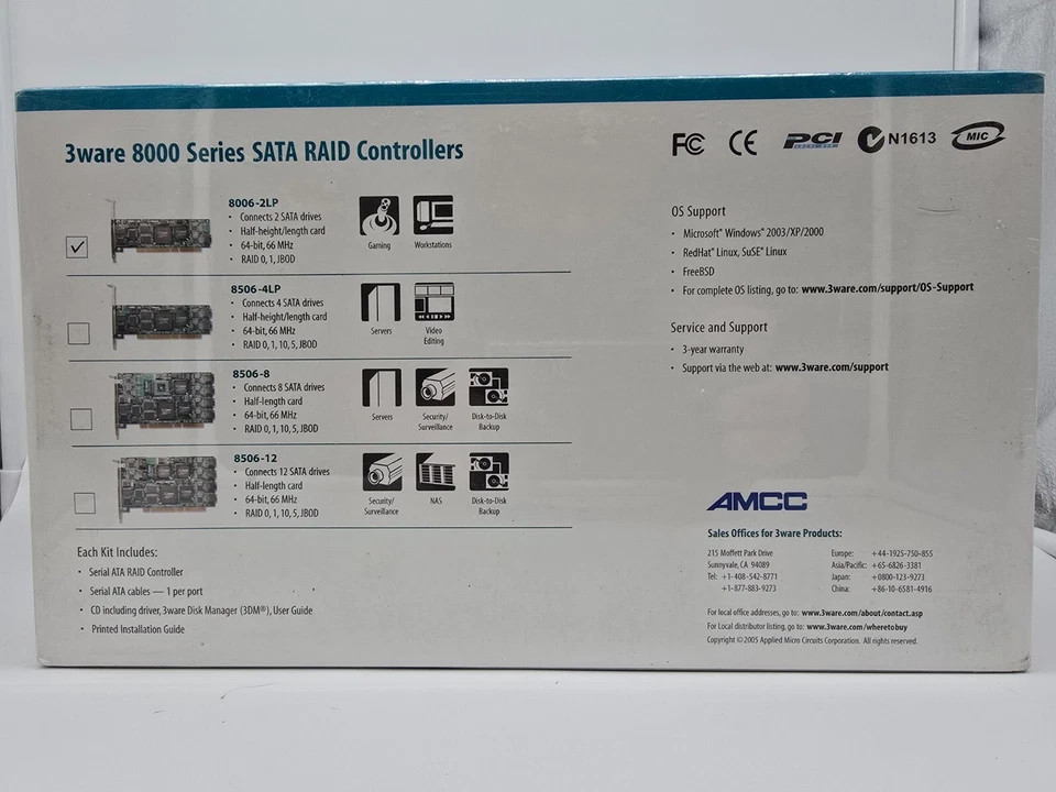 AMCC 3WARE SATA RAID CONTROLLER 8006-2LP PCI-64BIT 701-0185-01 C KIT - Image 2 of 4