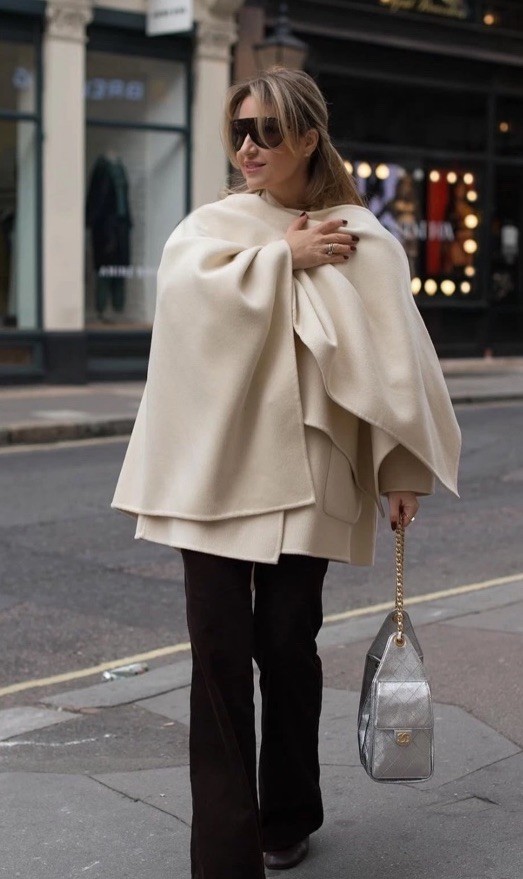 ZARA WOMAN FW25 WOOL BLEND CAPE COAT ZW COLL ECRU S,L,XL 8491/257