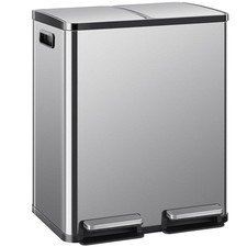 2 x 8 Gallon Kitchen Trash Can with Lid, Garbage Dustbin, 60 Liter Large Stai...