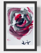 GUAJARDO Original Expressionism Rose 9X6 Paper Signed Art