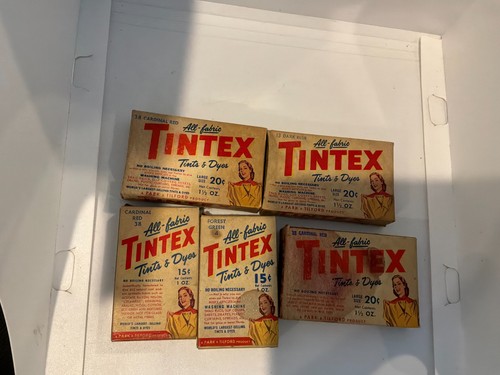Vintage Tintex All Fabric Tints Dyes Lot of 5 Powder Dye Original Boxes