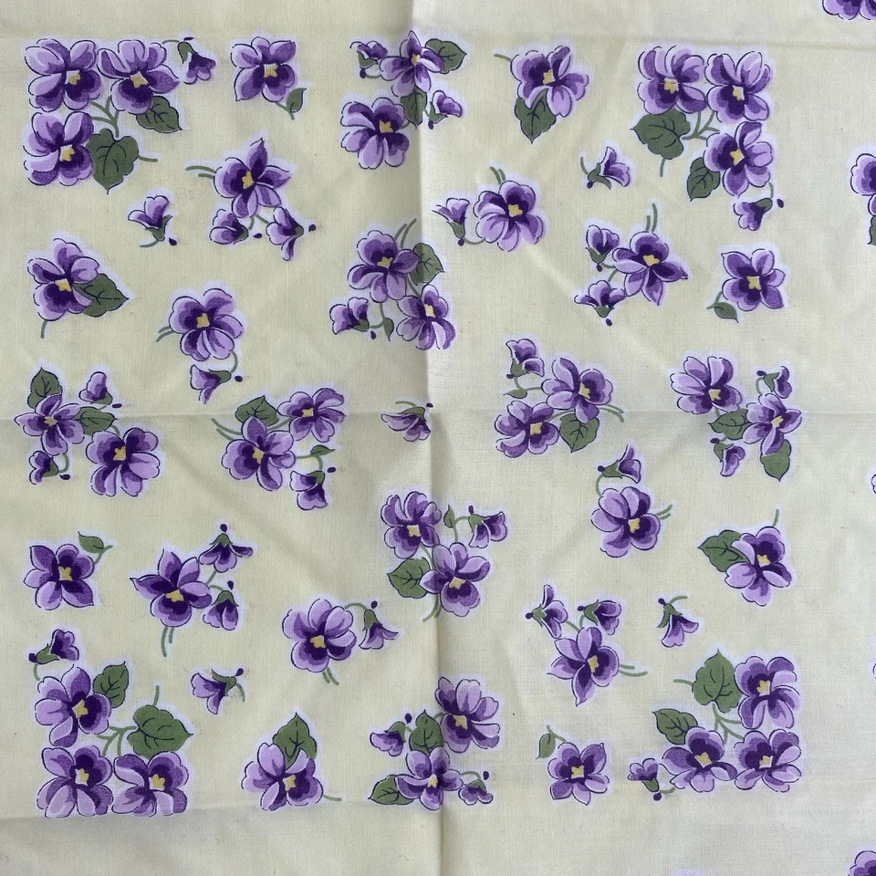 Pañuelo Vintage Púrpura Violeta Flores Floral Amarillo Claro Foto 3 de 4