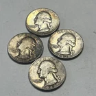 Washington Quarter 4 Coin Lot 1941, 1942, 1943,1948 No Mint Mark Circulated 3