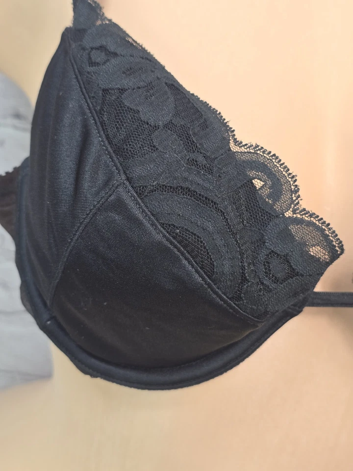 Sexy sujetador con aros vintage años 90 Josie negro 36B encaje floral 43006 Y2K LEER Foto 3 de 4