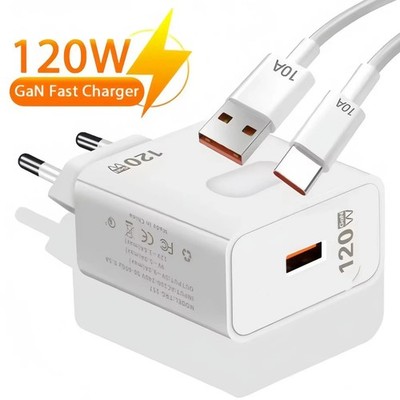 120W QC3.0 Fast Charger Type-C Adapter (EU/US/UK) for Xiaomi, iPhone & Samsung