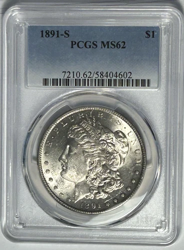 1891 S  MORGAN DOLLAR PCGS MS 62