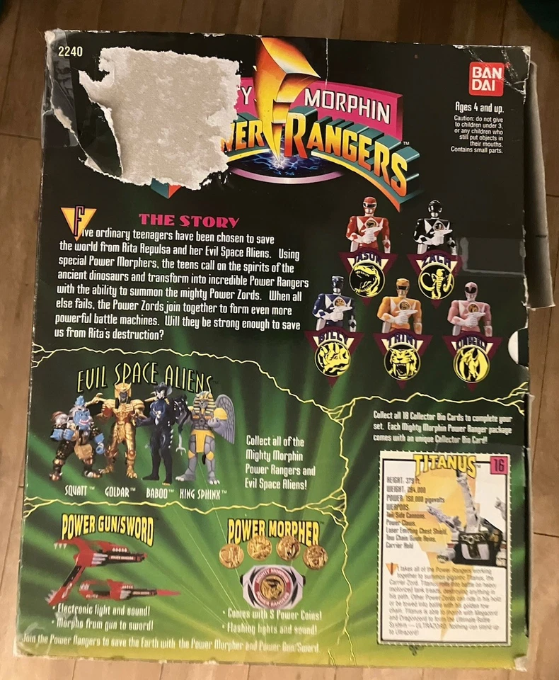 Power Rangers Titanus, The Carrier Zord, de colección 1993 Bandai # 2240 para edades de 4 años en adelante Foto 3 de 4