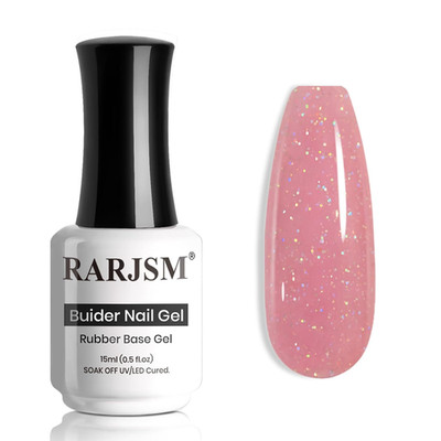 Nude Glitter Rubber Base Gel Nail Polish Rose Pink Sparkle Rainbow Iridescent Sh