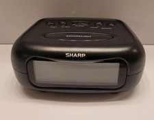 Sharp Digital Travel Alarm Clock, Black, LCD Display, Battery Operated Small