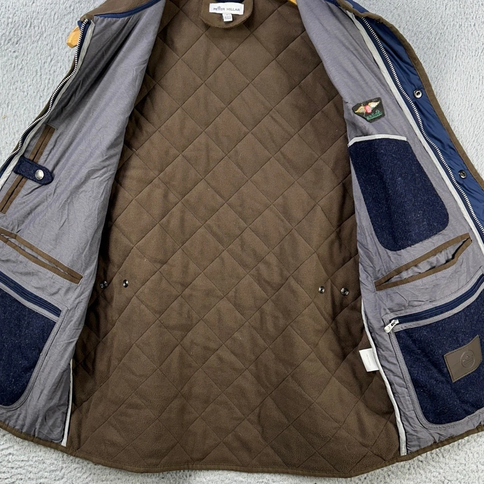 Chaleco acolchado Peter Millar Baltusrol para hombre pequeño azul cremallera completa sin mangas Foto 4 de 4