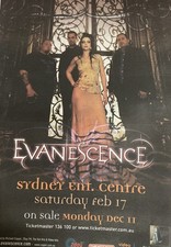 Volante Evanescence 2006 Sydney Concert tamaño A4 impresión brillante cardada de alta calidad
