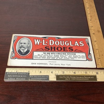 1910 WL DOUGLAS SHOES SAM CARD OPENED FIRST SHOE US STORE KORNISH POR JERVIS NY