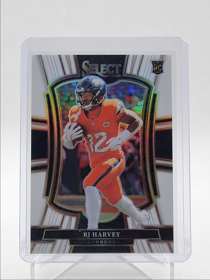 RJ HARVEY 2025 SELECT PREMIER LEVEL ROOKIE WHITE BRONCOS RC /35 Q4705