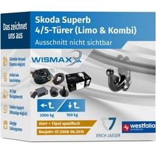 ANHÄNGERKUPPLUNG für Skoda Superb 08-15 starr WESTFALIA +13pol E-Satz Erich J
