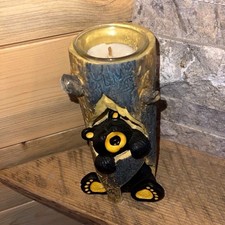 BearFoots Sparky Jeff Flemming Big Sky Carvers Bear Candle Holder Figurine