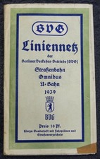 1939 alter Faltplan BVG Liniennetz Straßenbahn Omnibus U-Bahn  1: 50 000