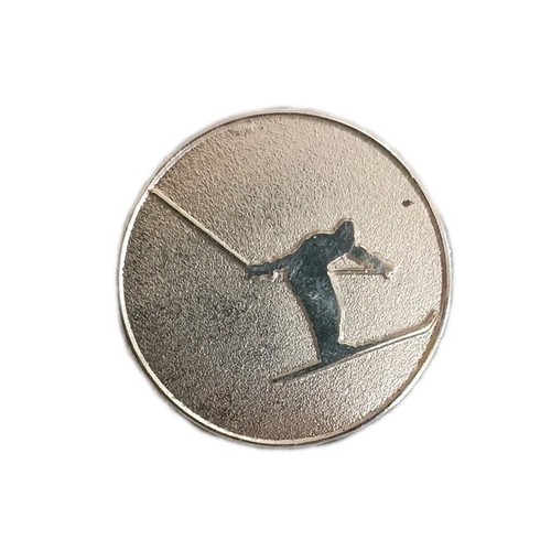 Vintage Skifahren Skifahrer Skisprung goldfarbene Anstecknadel Pinback Tie Tac