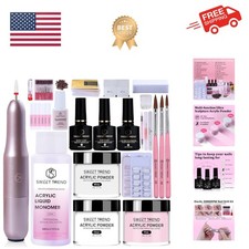 Acrylic Nail Kit with Drill: 20g Clear White Pink Acrylic Powder and Liquid B...
