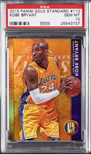 2015 PANINI GOLD STANDARD BLACK JERSEY #113 KOBE BRYANT #/299 PSA 10