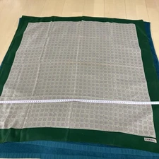 CHANEL Silk Scarf Coco Mark Logo Line Green Clover Motif 33" Vintage France
