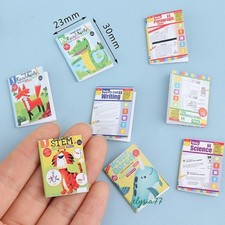 8PC Dollhouse Miniature 1/12 Notebook Scale Cartoon English Exercise Books Study