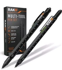 Multi-Tool 2Pc Pen Set - LED Light, Touchscreen Stylus, Ruler, Screwdriver Level
