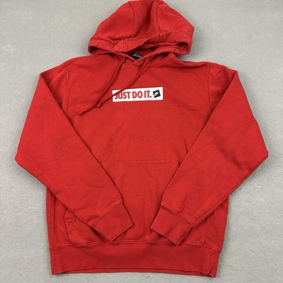 Nike Hoodie Mens Small Red Just Do It Spell Out Pullover Athletic Training S