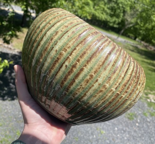 Antique Chinese Longquan Celadon Ribbed Crackle Glaze Bowl Planter Ming / Qing - Picture 10 of 13