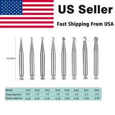 8 Types Dental Round Carbide Bur for Slow Speed Latch Type RA 1 - 8 Burs
