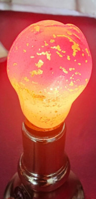 Antique Vintage Christmas Figural Light Bulb Pear CARBON FILAMENT Red Blush Work
