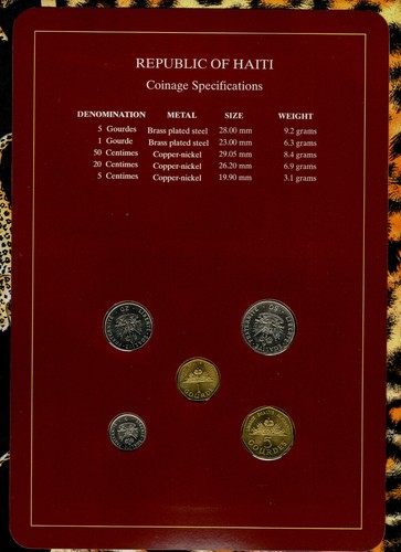 Coin Sets of All Nations Haiti UNC 1,5 Gourde 50,20 Centimes 1995 5 Centime 1997 - Picture 2 of 2